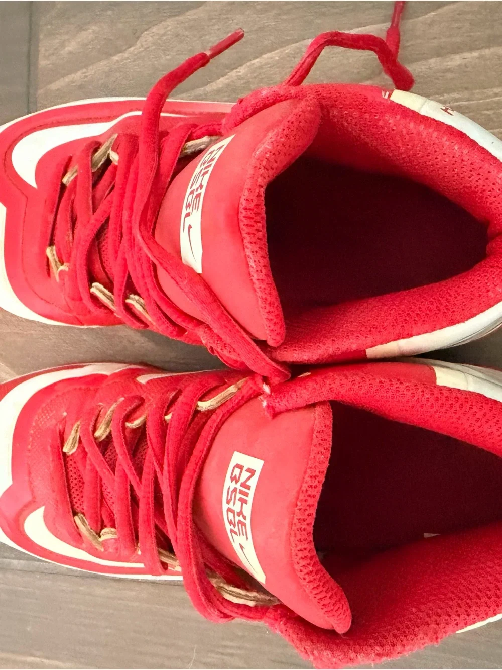 Nike Kids Red and White baseball cleats